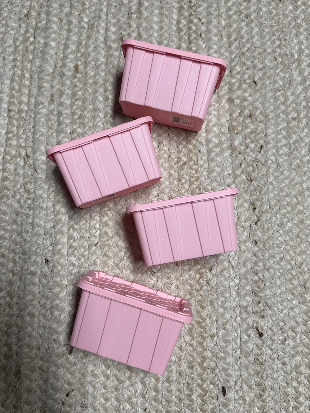 NEW 4 Sterilite Pink Frost Tiny Totes